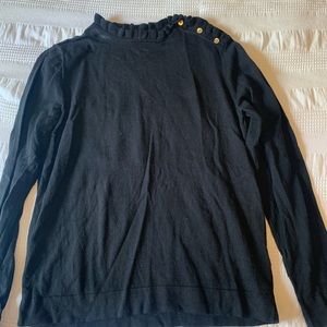 Black j crew sweater with shoulder button detail, size large
